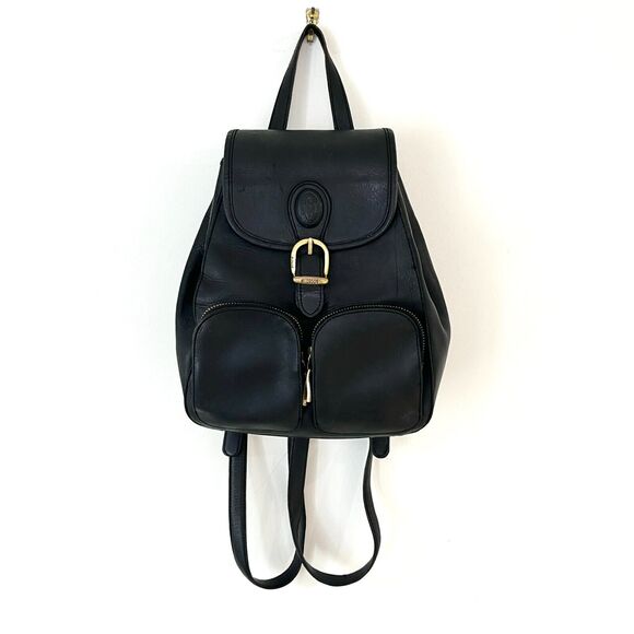 Mascot Vintage Genuine Leather Backpack In Black Great Quality Made In USA RARE - Picture 1 of 16